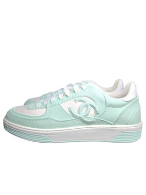 CHANEL 24C Cotton CC Sport Runner Lace Up Sneakers Kicks Shoes Trainers 38.5